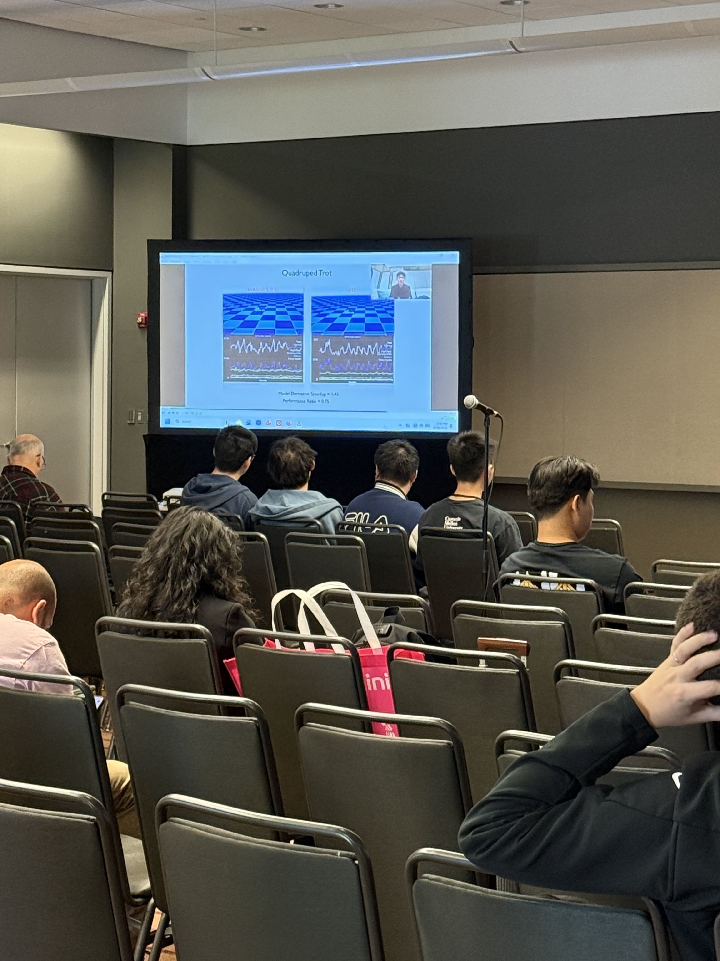 Quadruped locomotion results during the model predictive control presentation.
